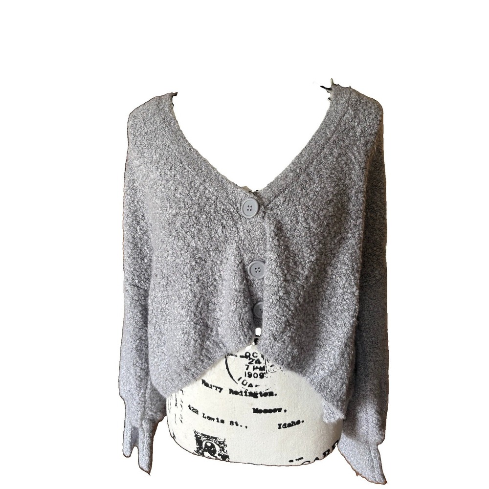 Women's Slouchy Button-Front Cropped Cardigan - Wild Fable Gray 3x